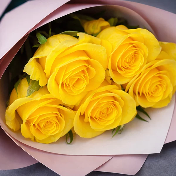 Букет из 5 желтых роз (60-70 см)